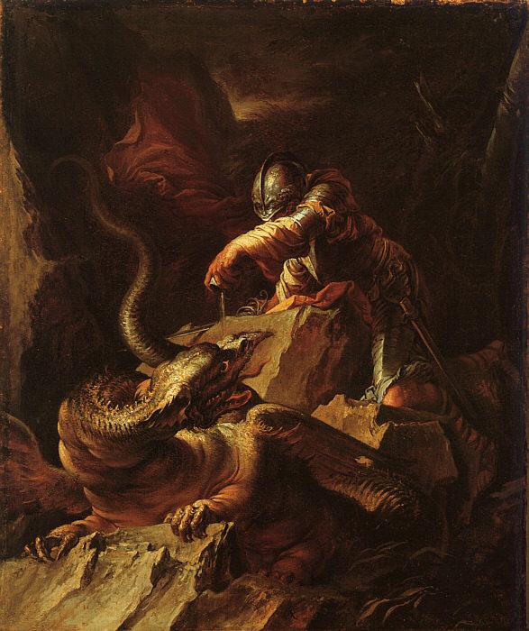 Salvator Rosa Jason Charming the Dragon oil painting image